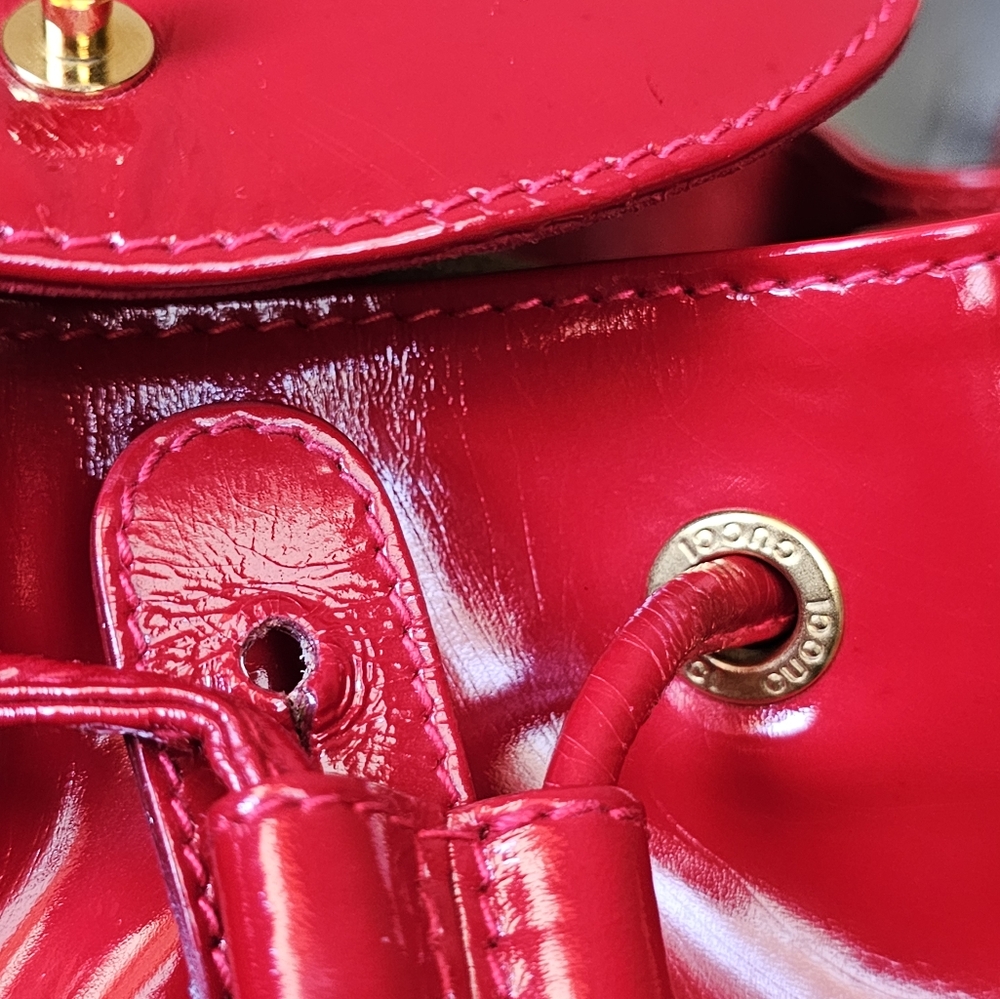 Gucci Bamboo Backpack Patent  Leather Luxurious Design with COA & Dust Bag - Picture 12 of 16